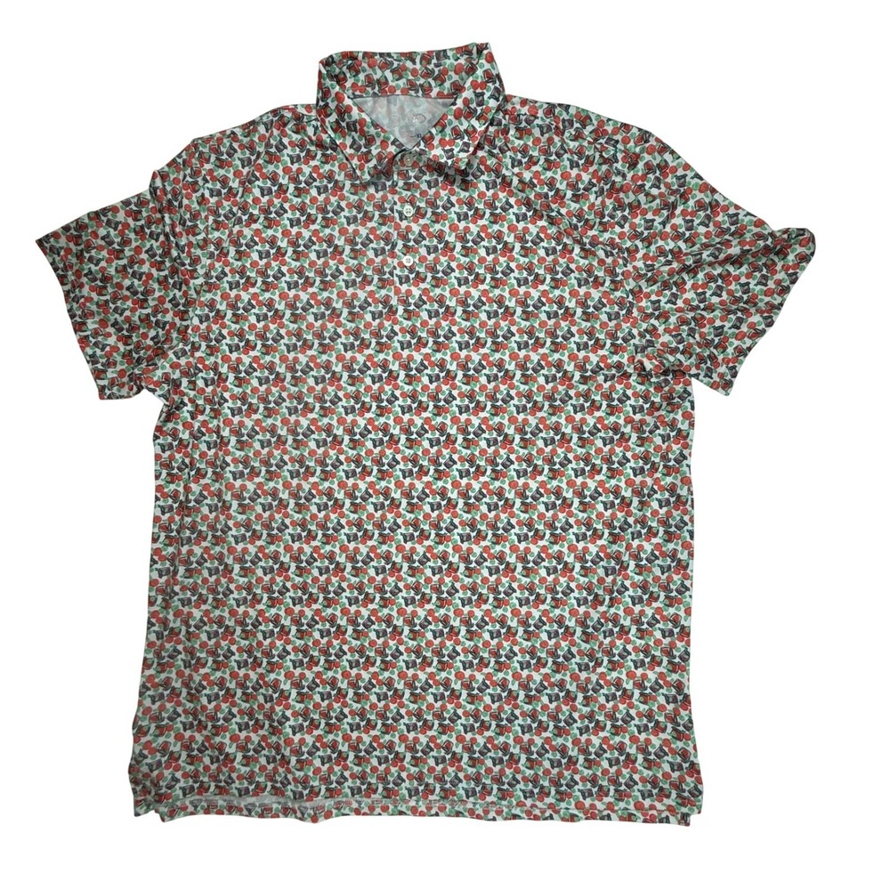 Southern Tide Mens XL Cocktail Print Performance Polo Shirt Short Sleeve 11492